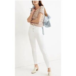 MADEWELL 10" High Rise Skinny Jeans 37 Step Hem Edition Button Fly White B46